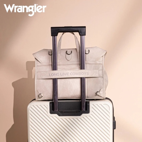 Wrangler Top Handle Carry Satchel/Laptop Bag/Backpack/Crossbody Beige - Picture 2 of 5